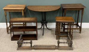 ASSORTED BARLEY TWIST FURNITURE including cast iron base converted table and other items Provenance: