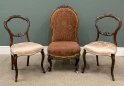 LADIES' SPOON BACK TYPE NURSING CHAIR and pair of antique salon chairs Provenance: private