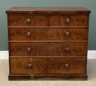 VICTORIAN MAHOGANY CHEST OF DRAWERS with turned knobs, 107 (h) x 122 (w) x 51cms (d) Provenance: