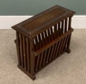 MODERN EASTERN HARDWOOD MAGAZINE TABLE having carving and inlay, 45 (h) x 52 (w) x 24cms (d)