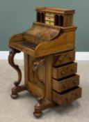 FINE VICTORIAN WALNUT DAVENPORT DESK sprung top, pullout surface and four end drawers, 97 (h) x