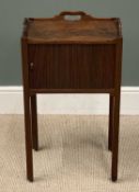 VICTORIAN MAHOGANY TRAY TOP NIGHTSTAND with tambour front sliding door, 71 (h) x 41 (w) x 31cms (
