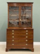 GOOD MAHOGANY SECRETAIRE BOOKCASE early 20th Century, with astragal glazed upper doors, drop down