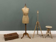 VARIOUS FURNISHING ITEMS including vintage dressmaker's mannequin, oak tripod base, labelled 'Sage