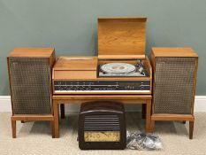 MID-CENTURY HACKER TEAK HIFI CABINET & STANDING SPEAKERS plus vintage GEC wireless Provenance: