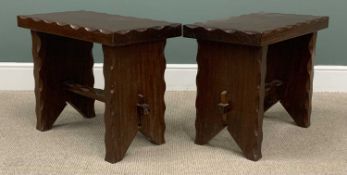 PAIR OF RUSTIC STOOLS/SIDE TABLES, 53 (h) x 69 (w) x 36cms (d) Provenance: deceased estate Conwy