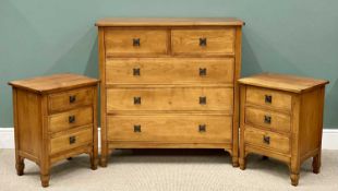 CHARLES BARR BEDROOM FURNITURE comprising two over three long drawer chest, 107 (h) x 105 (w) x