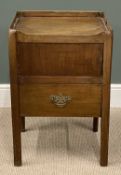MAHOGANY TRAY TOP NIGHTSTAND, with cupboard door and base drawer, 75 (h) x 50 (w) x 43cms (d)