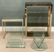 CONTEMPORARY CHROME & GLASS FURNITURE to include open bookcase, 105 (h) x 76 (w) x 37cms (d) (4)