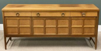 NATHAN MID-CENTURY SIDEBOARD, fine example with three drawers over three cupboard doors, 184 (h) x
