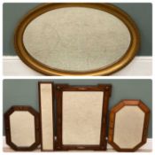 VINTAGE MIRRORS to include oak framed bevelled glass, 66 x 93cms (5) Provenance: private