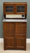 AMERICAN STYLE MAHOGANY DENTAL / DENTIST CABINET early 20th Century, with marble top and leaded