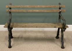 ANTIQUE BENCH WITH CAST IRON ENDS, in the manner of Coalbrookdale, branch shaped wooden slats, 83 (
