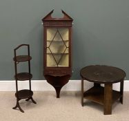 THREE ITEMS OF VINTAGE FURNITURE including corner wall cabinet, 128 (h) x 45 (w) x 24cms (d),