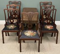 SUBSTANTIAL 19TH CENTURY MAHOGANY DROP LEAF TABLE, 74 (h) x 55/160 (w) x 126cms (d), and set of