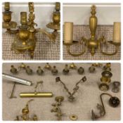 VINTAGE BRASS LIGHTING including set of eight two-branch wall lights Provenance: private