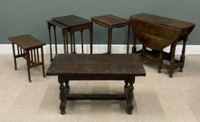 VINTAGE FURNITURE ASSORTMENT including oak gateleg table with end drawer, 74 (h) x 38/108 (w) x