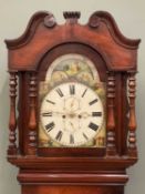 VICTORIAN MAHOGANY LONGCASE CLOCK, 8 day movement with rolling dial, twin weights and pendulum,