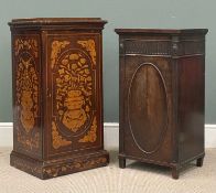 TWO ANTIQUE MUSIC CABINETS one with profuse marquetry and with shelved interior, 92 (h) x 48 (w) x