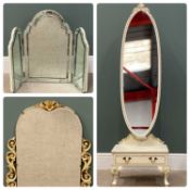 ASSORTED MIRRORS including French-style floor-standing mirror with base drawer, 164 (h) x 48 (w) x