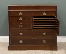 EDWARDIAN MAHOGANY CHEST with string inlay, converted interior, label D & H Waddington of Bolton,