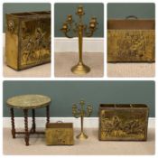 VINTAGE BRASS FURNITURE including compartmented umbrella stand, 49 (h) x 67 (w) x 20cms (d) brass