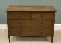 EDWARDIAN OAK DRESSING CHEST, two over two drawers, labelled 'Warings', 77 (h) x 106 (w) x 49cms (d)