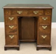 GEORGIAN WALNUT KNEEHOLE DESK, twin pedestal, kneehole cupboard, row of two small and two other