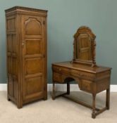 ANTIQUE-REPRODUCTION OAK BEDROOM FURNITURE comprising single door robe with carved detail, 183 (h) x