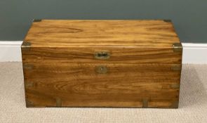 EARLY 20TH CENTURY CAMPHOR WOOD CHEST with brass banding and locking key, 42 (h) x 94.5 (w) x