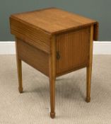 WARINGS MAHOGANY INLAID SINGLE DOOR CUPBOARD with twin flap top and tapered spade supports, 76 (h) x