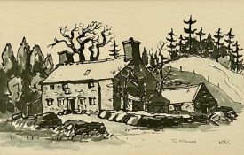‡ SIR KYFFIN WILLIAMS OBE RA (Welsh 1918 - 2006) black and white print - entitled 'Ty Mawr', 27.5