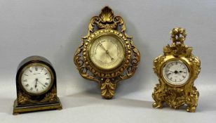 MAPPIN & WEBB DOME TOP MANTEL CLOCK with Chinoiserie case on gilded bun feet, 16cms (h) with gilt