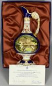 ROYAL CROWN DERBY PORCELAIN LIMITED EDITION (233/250) CHATSWORTH VASE with single handle and painted