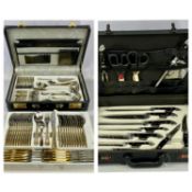 BESTECKE SPS SOLINGEN CASED SET OF GOLD PLATE & STAINLESS STEEL CUTLERY, approx. 69 pieces and a