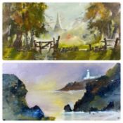 ‡ DAVID SHANAHAN (Contemporary British) oils on board a pair - entitled verso 