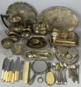 ASSORTED SILVER-PLATED ITEMS including Viner's four piece plated tea service of oval plain form,