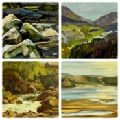 VARIOUS WELSH ARTISTS: RUTH SNOW - 'Llanystumdwy', 23 x 33cms, SHUTTLEWORTH - 'Afon Teifi', 39 x