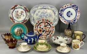 ASSORTED BRITISH CERAMICS including Wedgwood blue basalt teapot, 13cms (h), Doulton Slater's