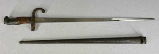 FRENCH 1874 PATTERN 'GRAS' BAYONET, 52.5cms blade of tapering T form, spine inscribed '1876',