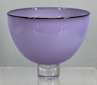 GILLIES JONES TURQUOISE CIRCULAR FOOTED GLASS BOWL with etched signature on base, 12.5cms (h), 15cms