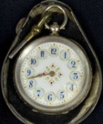 WATCHES & ASSOCIATED ITEMS including continental white metal fob watch with engraved case, decorated