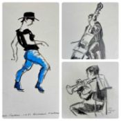 ‡ KAREL LEK (Belgian/Welsh 1929 - 2020) three works on paper - pen and ink wash entitled 'Country