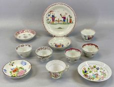 GROUP OF NEWHALL TEA BOWLS & SAUCERS, various patterns Provenance: private collection Denbighshire