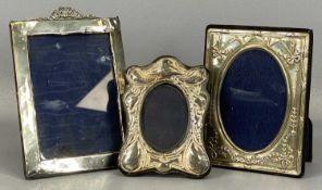 THREE SILVER PHOTOGRAPH FRAMES: Art Nouveau design, London 1989, 12.5 x 10cms, rectangular with