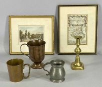 ASSORTED COLLECTABLES including Victorian pewter half-pint tankard, Victorian copper tankard with