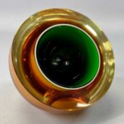 MURANO AMBER & GREEN ART GLASS BOWL, 12cms (h) Provenance: private collection Conwy