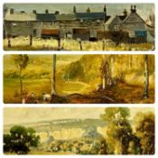 ‡ E WALKER (19th/20th century British) pair of oils on board - pastoral landscapes, 24 x 37cms and