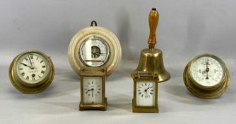 ASSORTED CLOCKS & COLLECTABLES including two gilded brass cased four glass carriage clocks, 11cms (