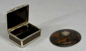 FRENCH 18TH/19TH CENTURY TORTOISESHELL & WHITE METAL MOUNTED SNUFF BOX, basket weave decoration to